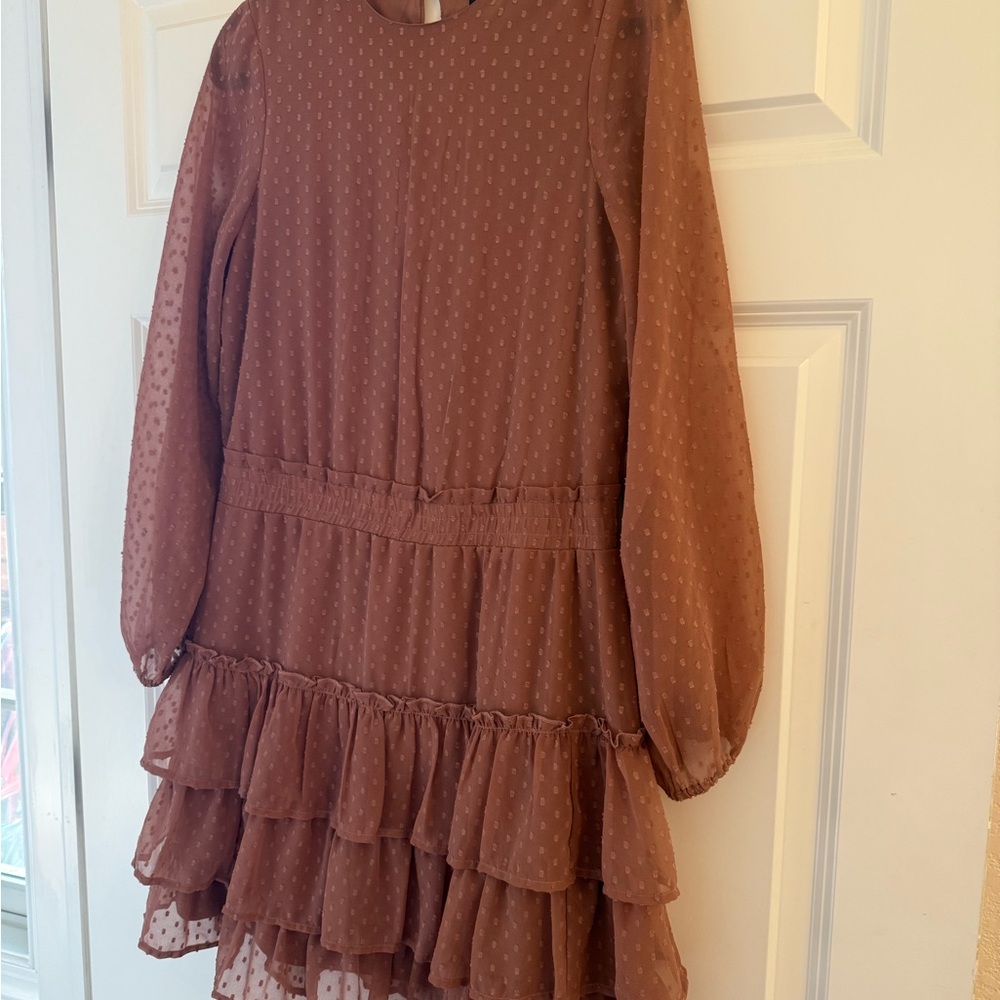 Chic Brown Ruffle Dress